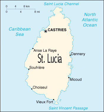 Map of St. Lucia